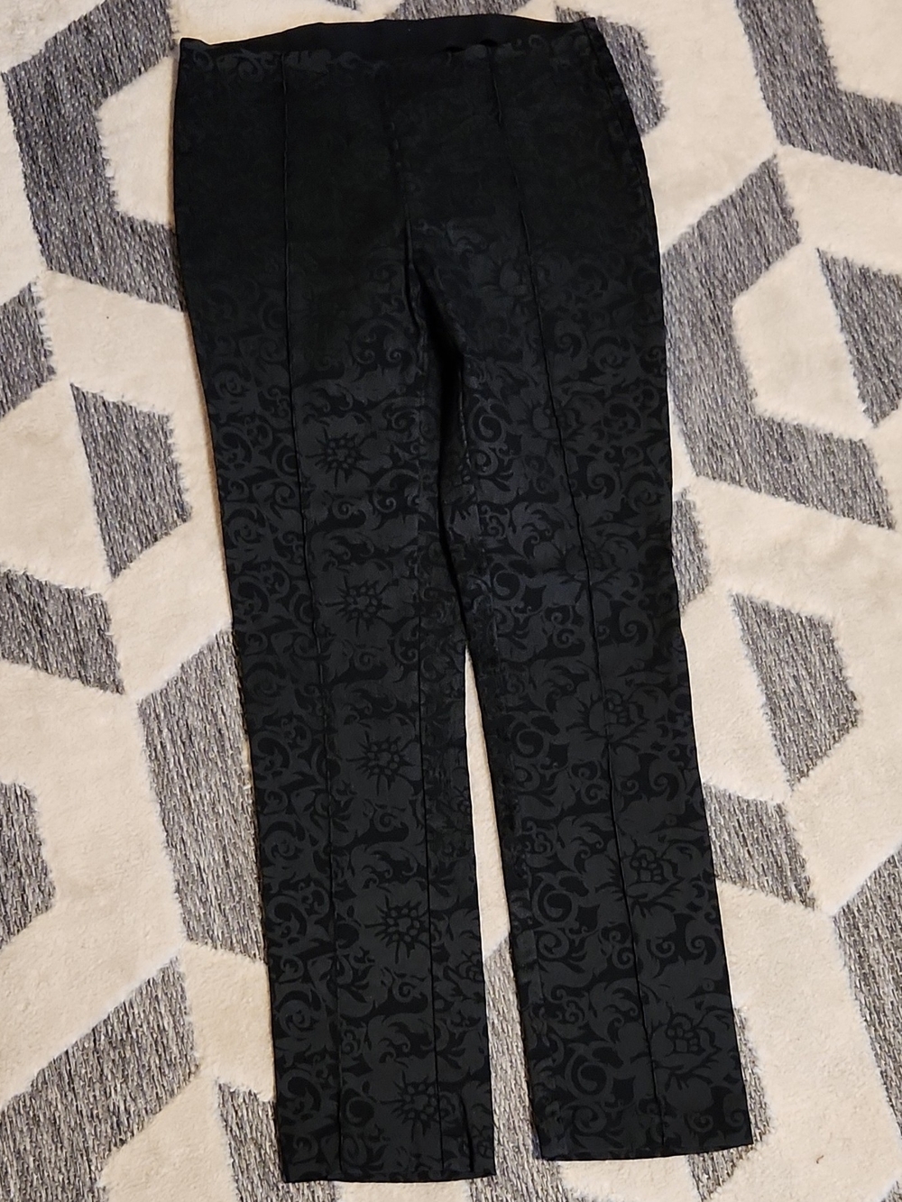 Attyre Black Jacquard Pattern Dress Pants